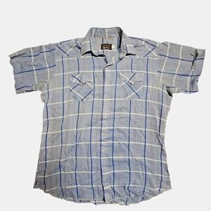 VTG Panhandle‎ Slim Plaid Pearl Snap Western Shirt 18 Cowboy Rockabilly Rodeo